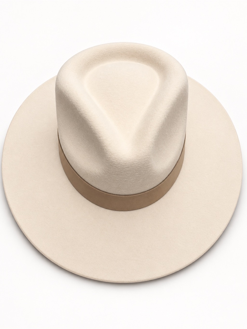 Cream Wide-Brim Felt Fedora with Tan Band nice sturdy by Teressa Foglia